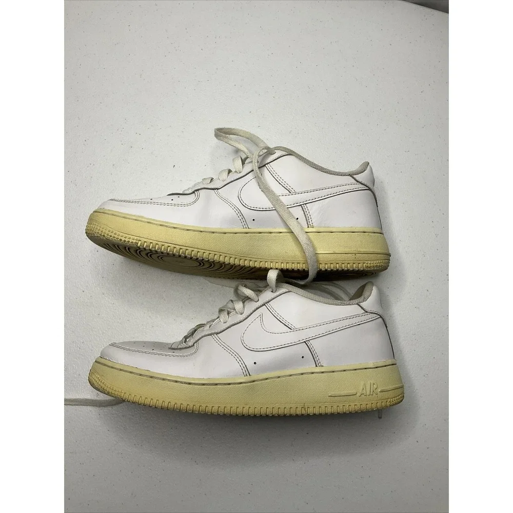 Nike Air Force 1 Low White Leather Sneakers AF1 314192-117‎ GS Youth Sz 7